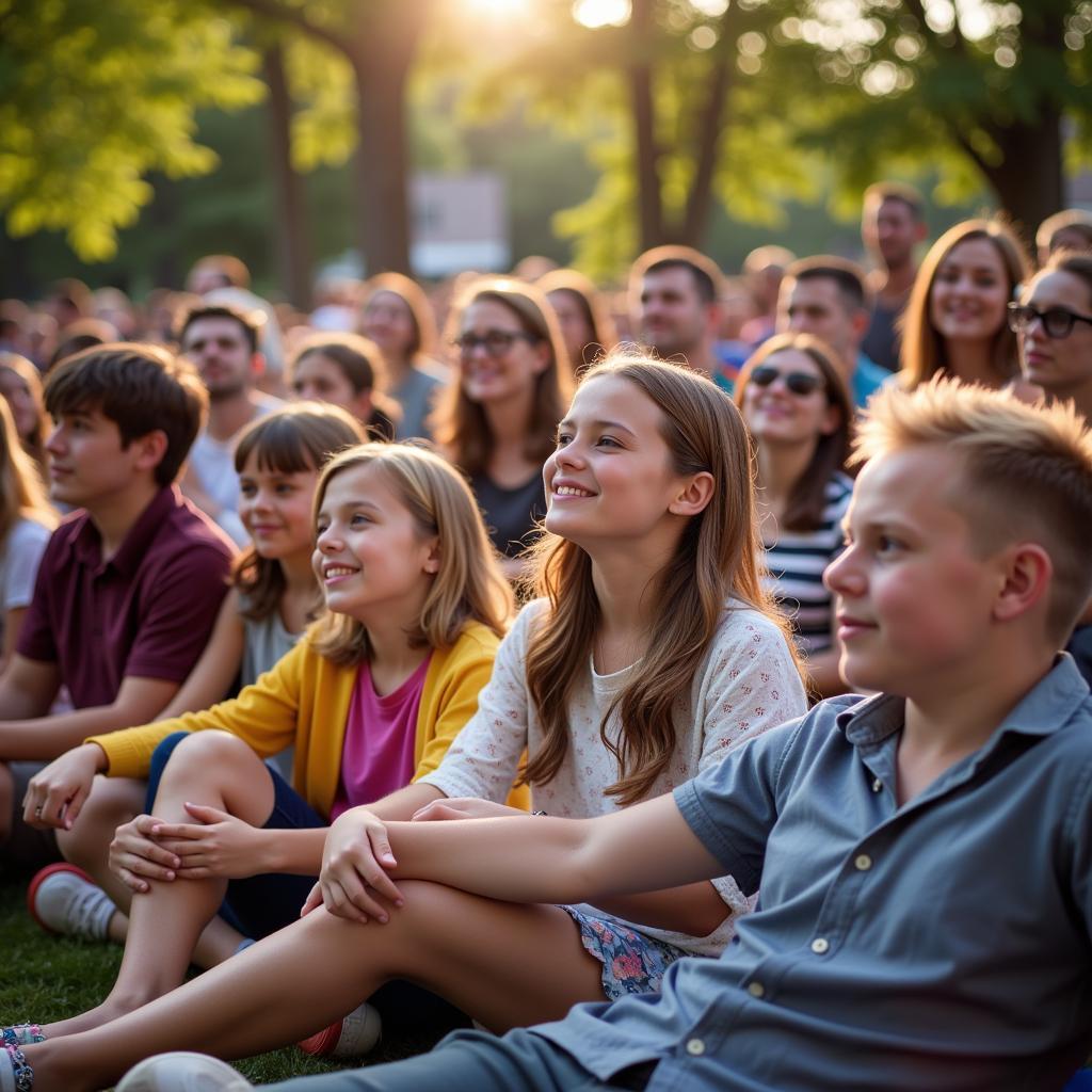 Families Enjoying a Concert on the Green