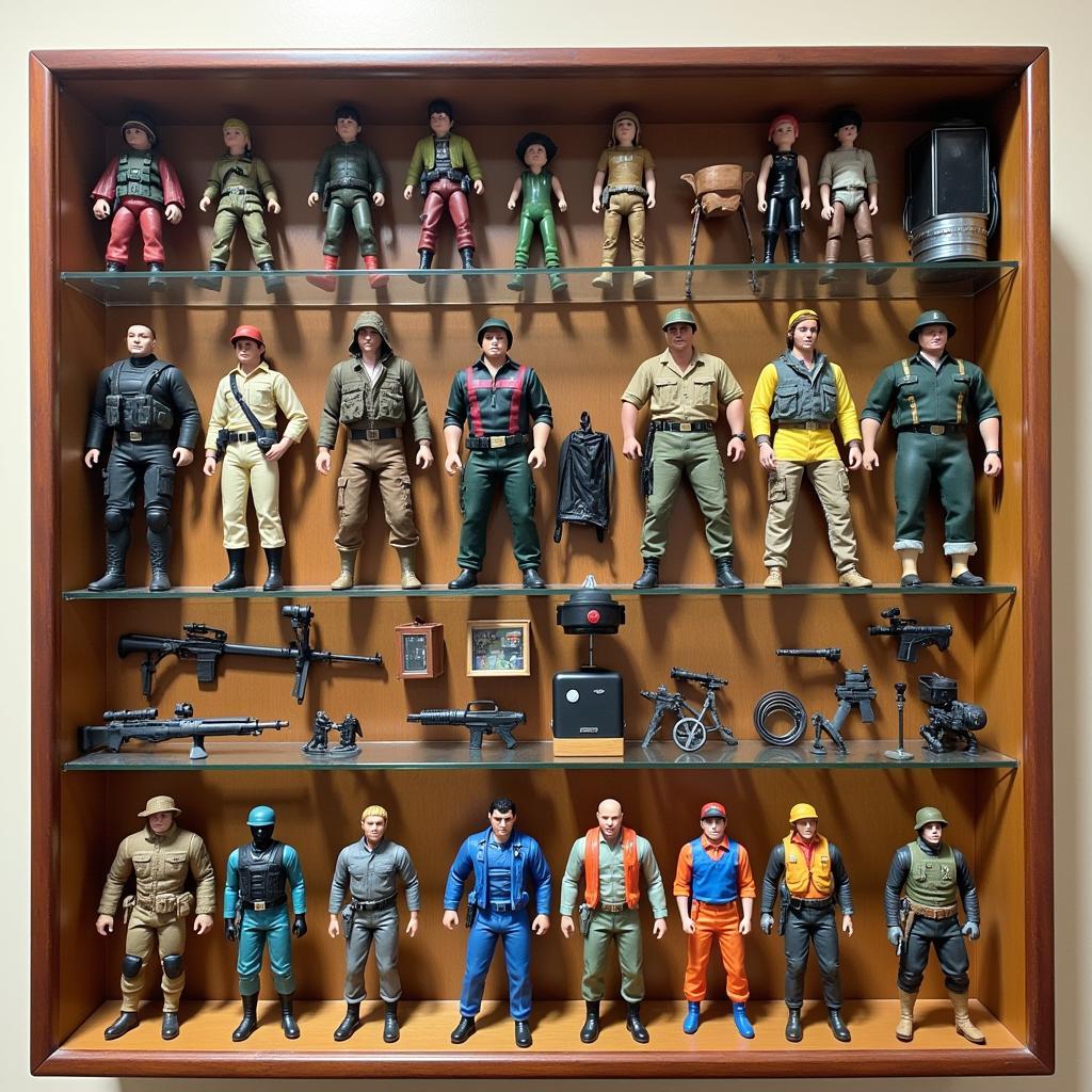 Displaying a collection of 1970s GI Joe action figures.