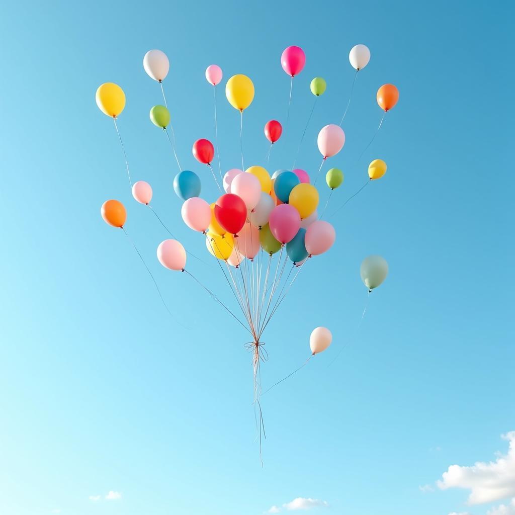 20 balloons being released into the sky.