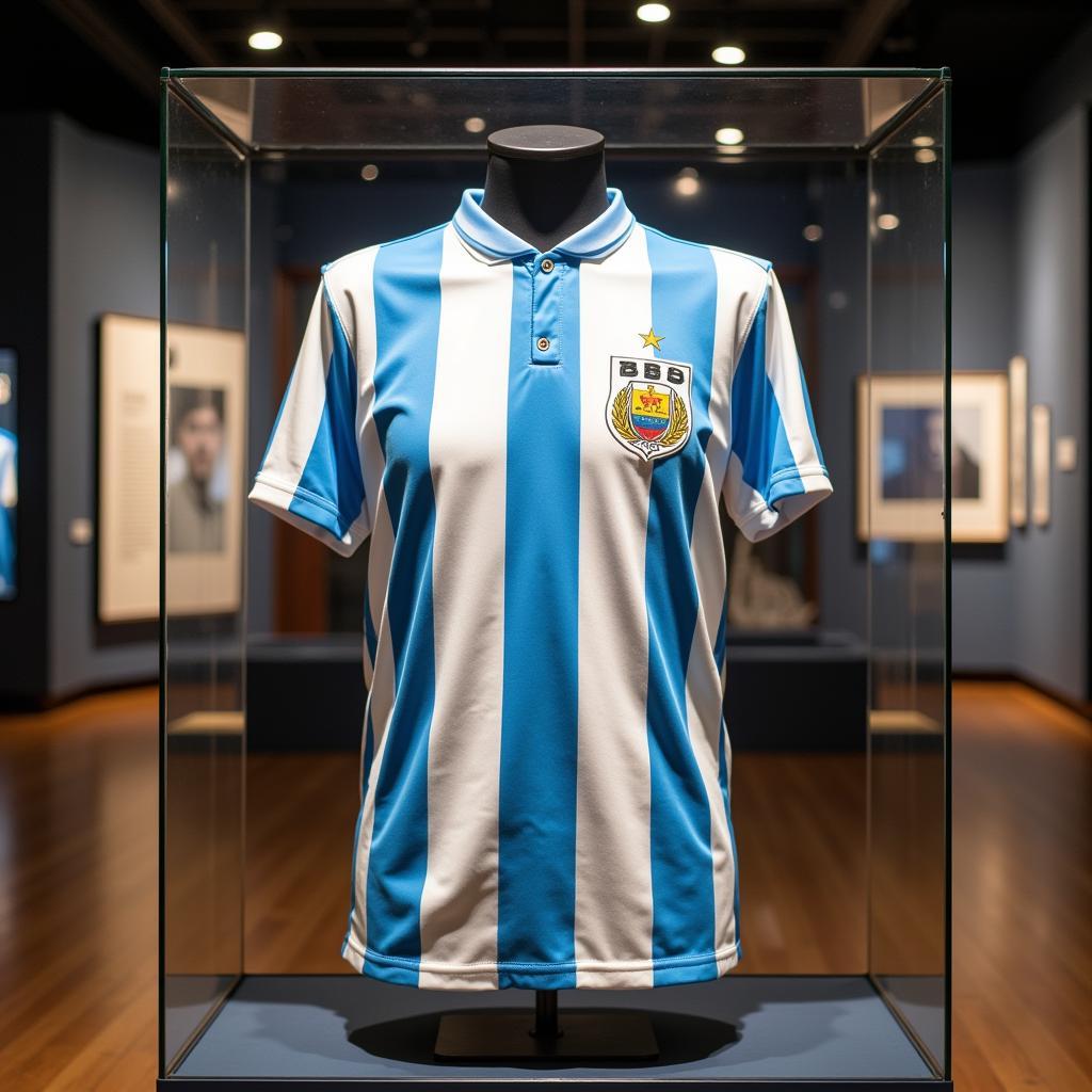 Chiếc áo Argentina 1986 jersey được trưng bày trong bảo tàng