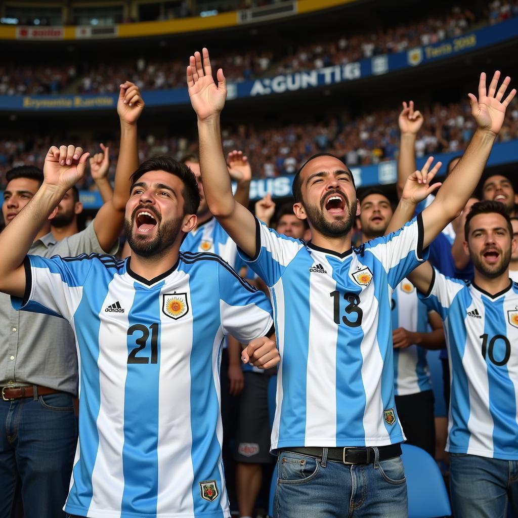 Cổ động viên Argentina mặc áo 1986 jersey cổ vũ đội bóng