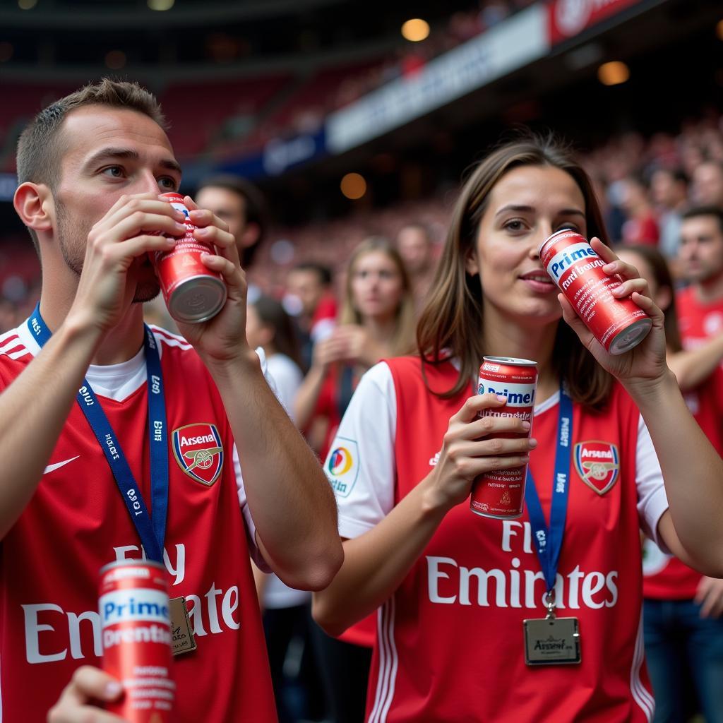 Người hâm mộ Arsenal với Prime Hydration Drink