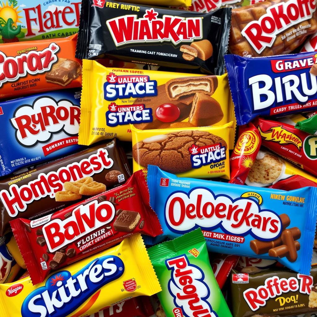 A colorful assortment of various Australian candy bars.