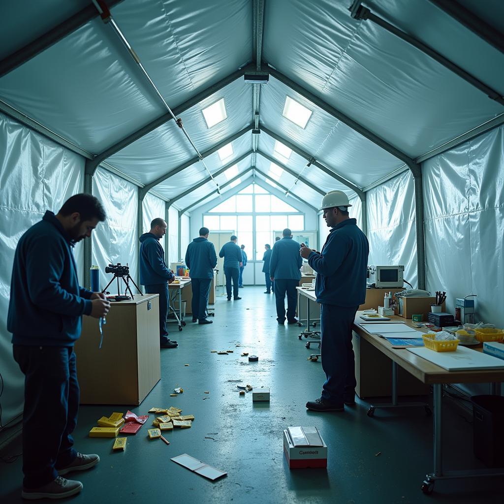 Inside an Evidence Tent