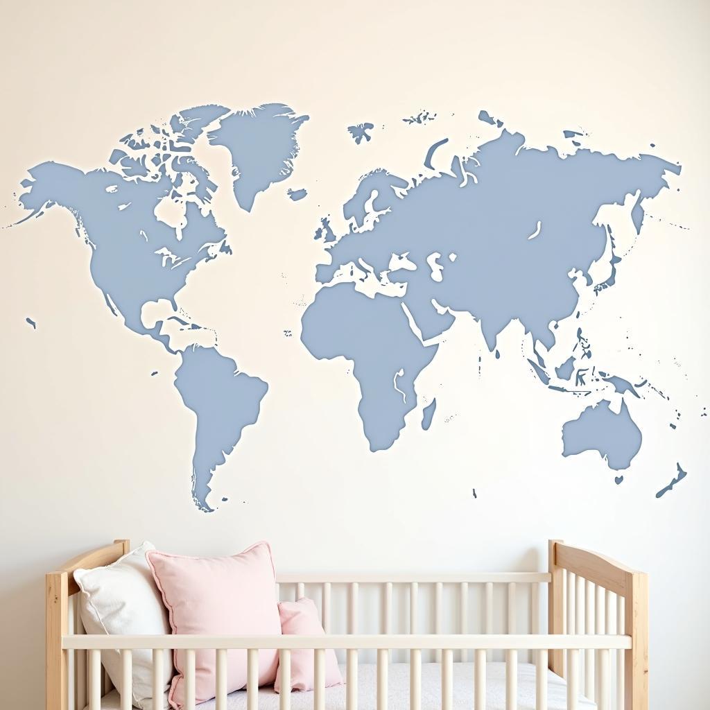 World Map Wallpaper for Nursery - Pastel Colors