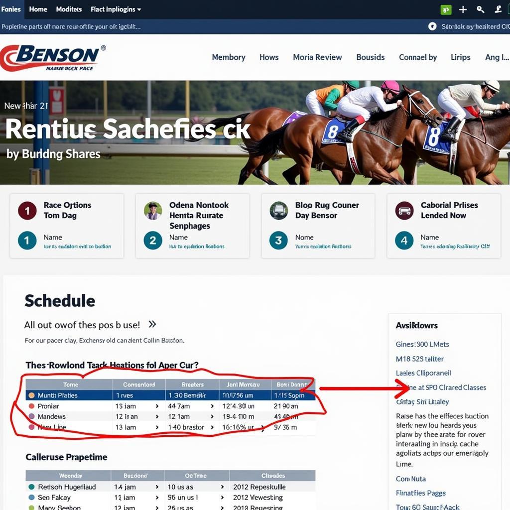 Benson Race Track Schedule on Official Website