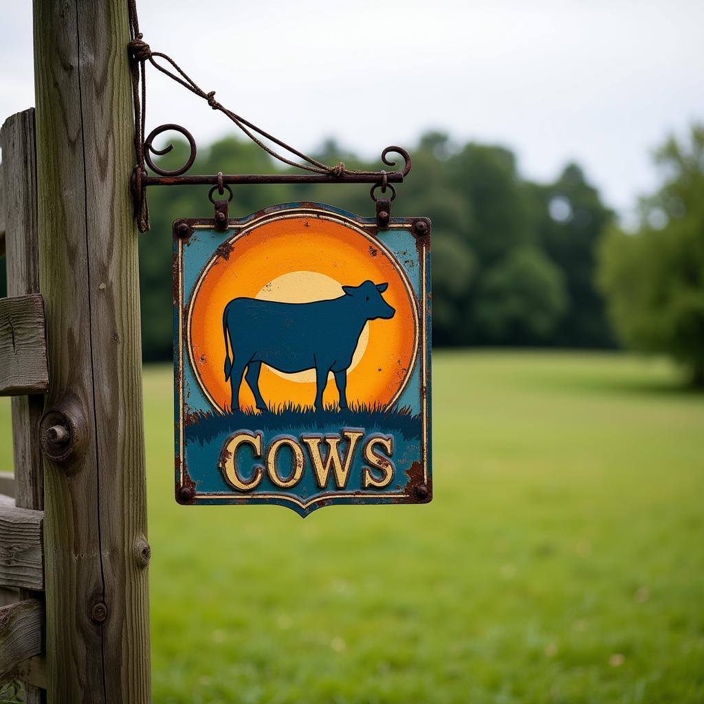 Outdoor Metal Cow Sign