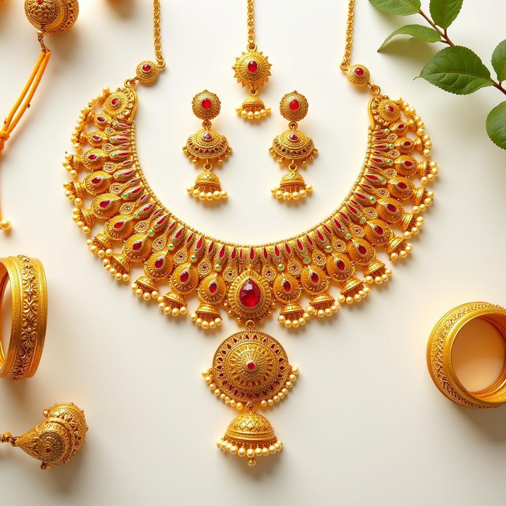 Traditional Indian Gold Jewelry Set