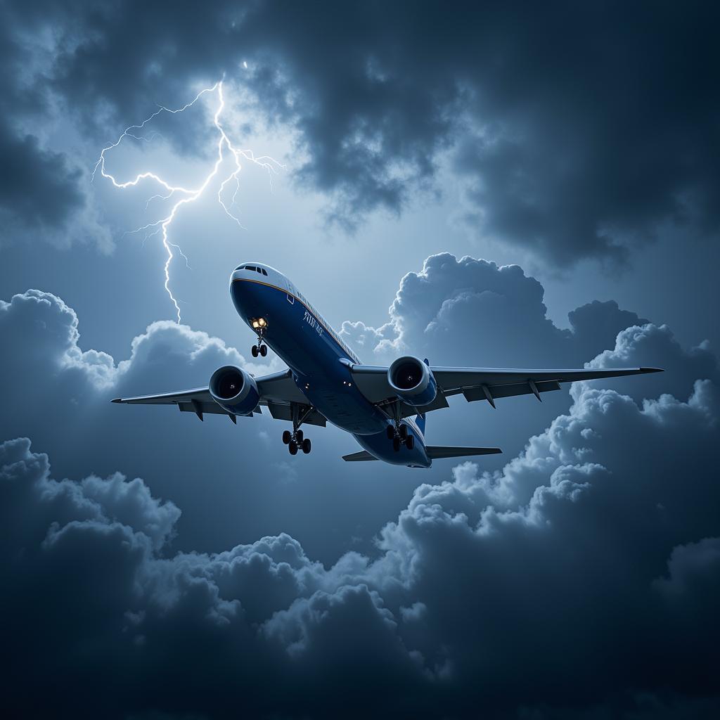 Boeing 777 Navigating Turbulent Weather Conditions