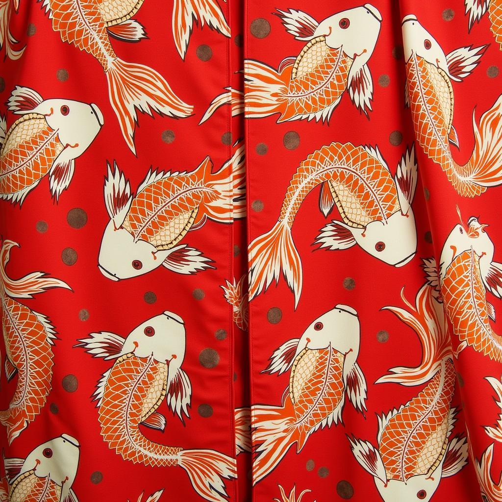 Họa tiết cá vàng đỏ trên yukata truyền thống