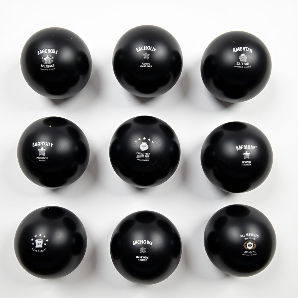 Different types of black ping pong balls