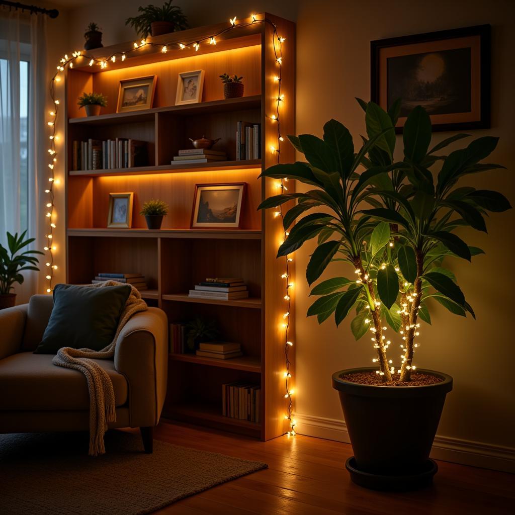 LED Cherry Blossom Lights Decorating a Living Room