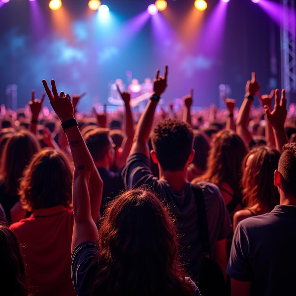 Fans displaying the W sign at a Wu-Tang Clan concert