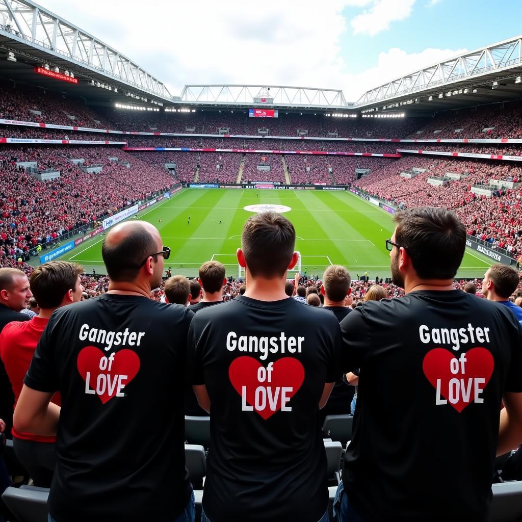 Fans Wearing Gangster of Love Shirts at a Match