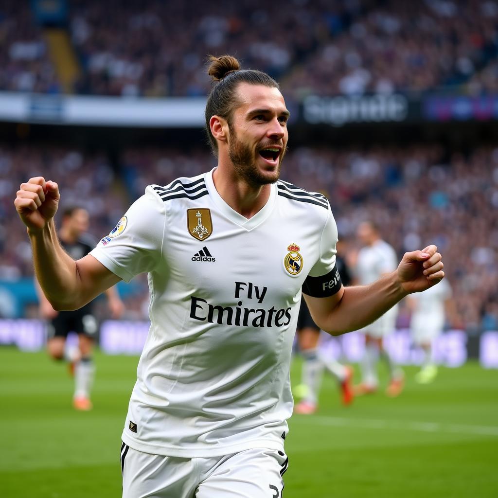 Gareth Bale ăn mừng trong chiếc áo Real Madrid
