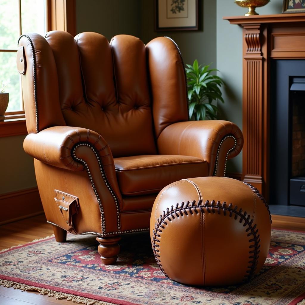 Baseball Mitt Chair and Ottoman - Comfort and Style