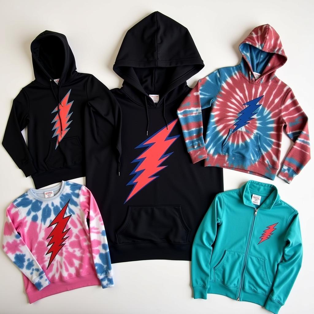 Variety of Grateful Dead Lightning Bolt Hoodie Styles