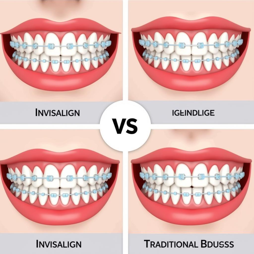 Hình ảnh so sánh Invisalign và niềng răng truyền thống