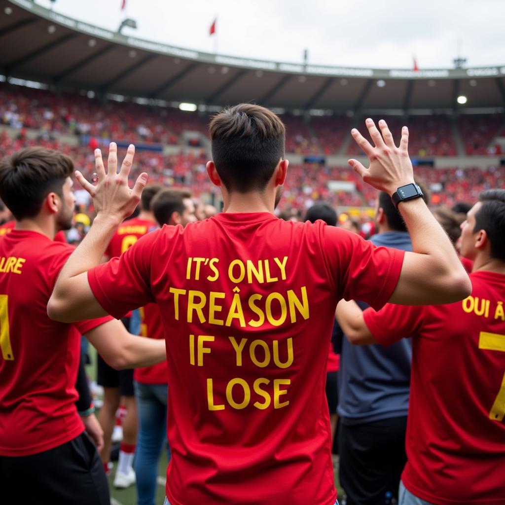 Fan wearing "It's Only Treason If You Lose" T-shirt