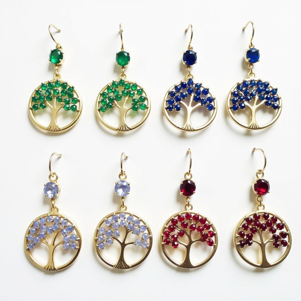 Tree of Life Earrings with Gemstones