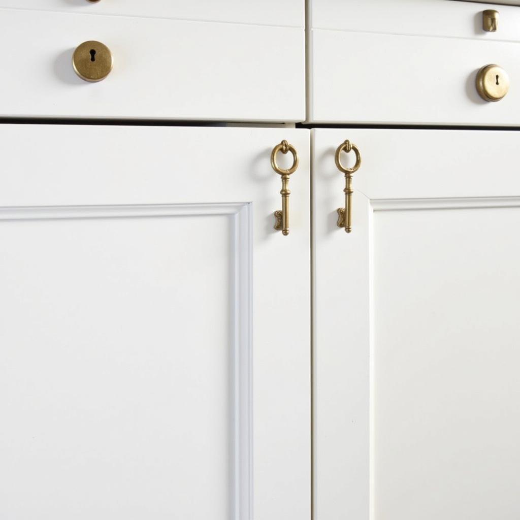 Mock Key Cabinet Pulls in Brass Finish