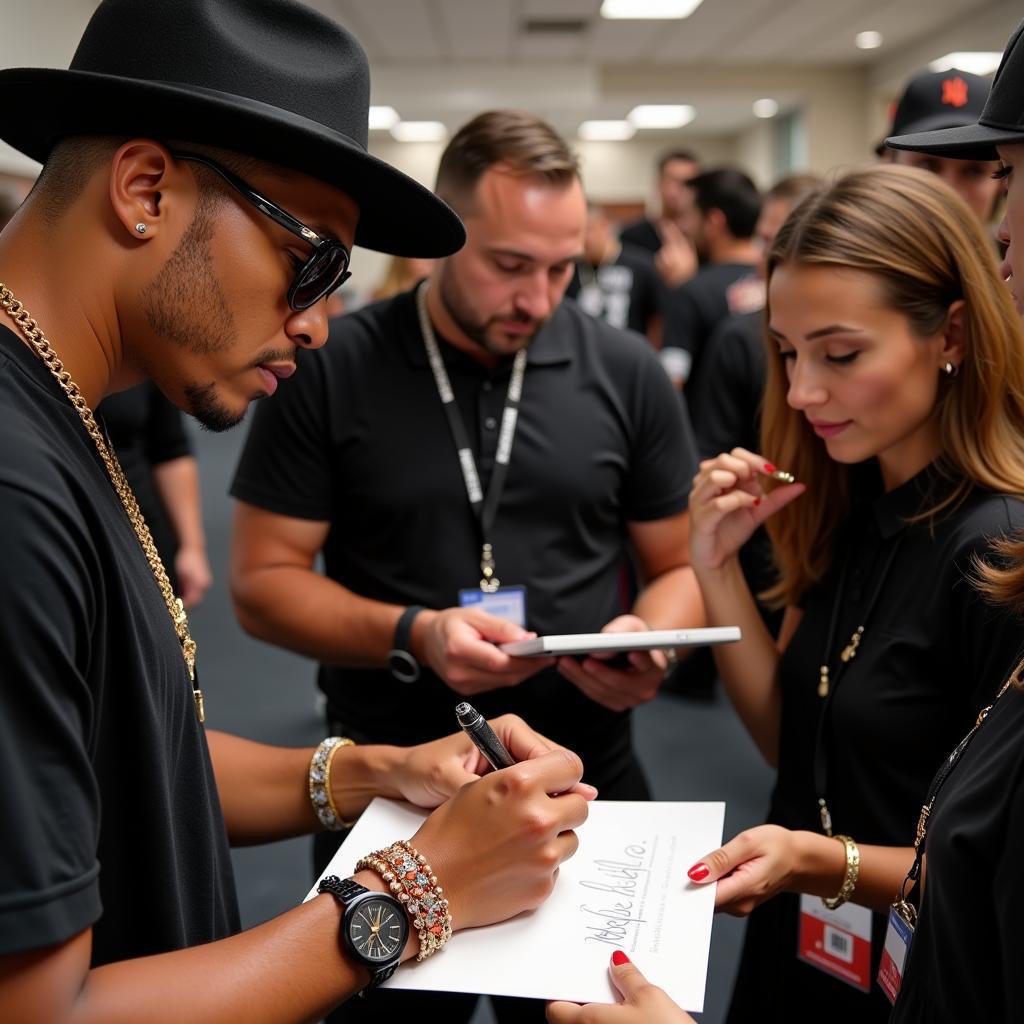 Nelly Signing Autographs for Fans