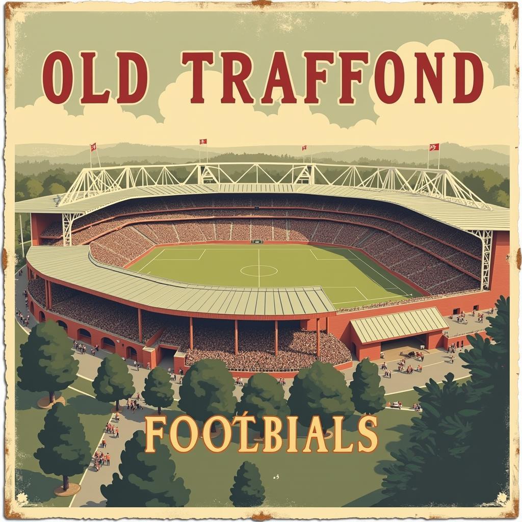 Poster cổ điển sân vận động Old Trafford