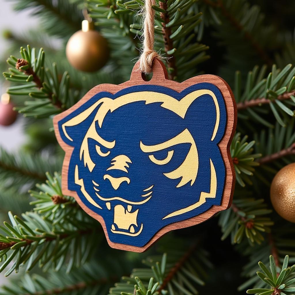 Pitt Christmas Ornament: Wooden Panther Mascot