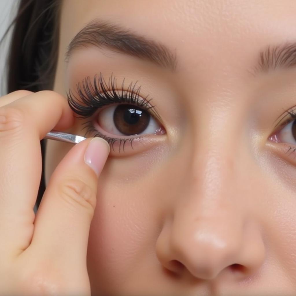 Applying False Lashes for a Pointy Effect