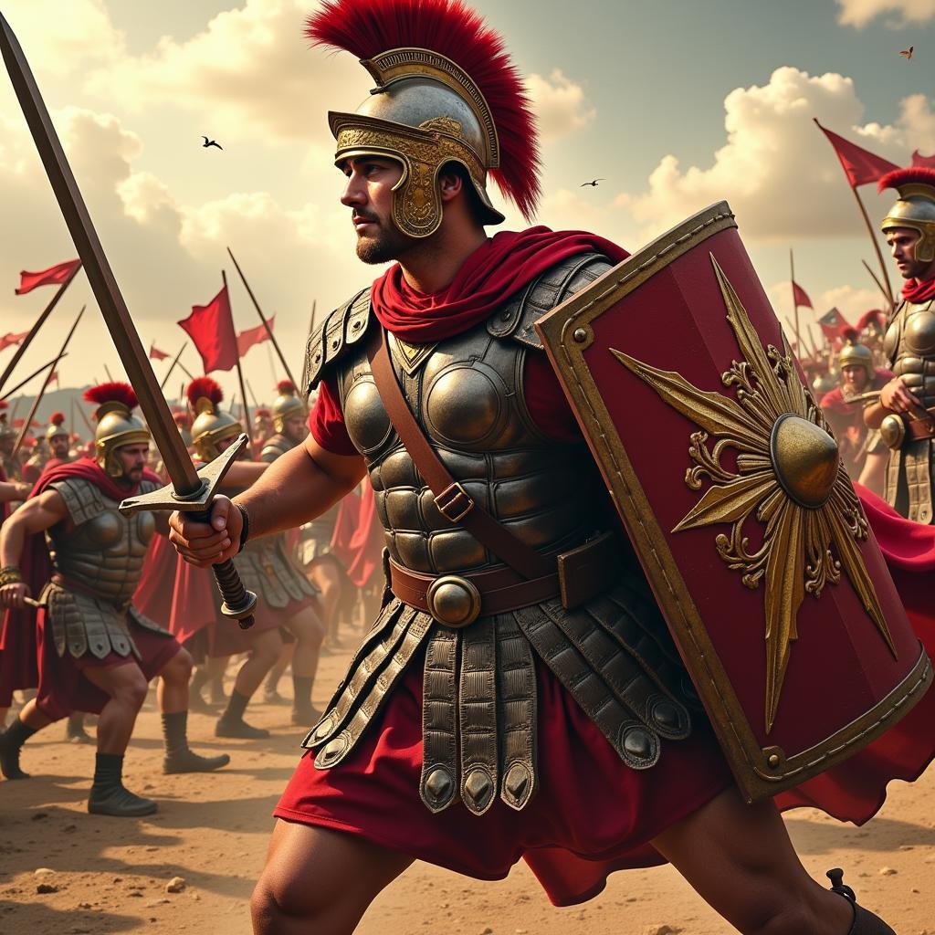 Roman Empire Poster Illustrating Roman Warfare