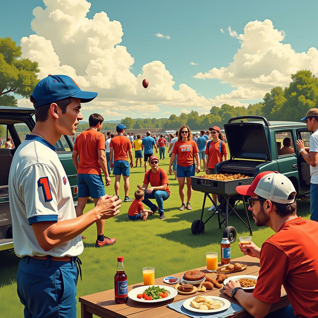 Fans engaging in pre-game rituals