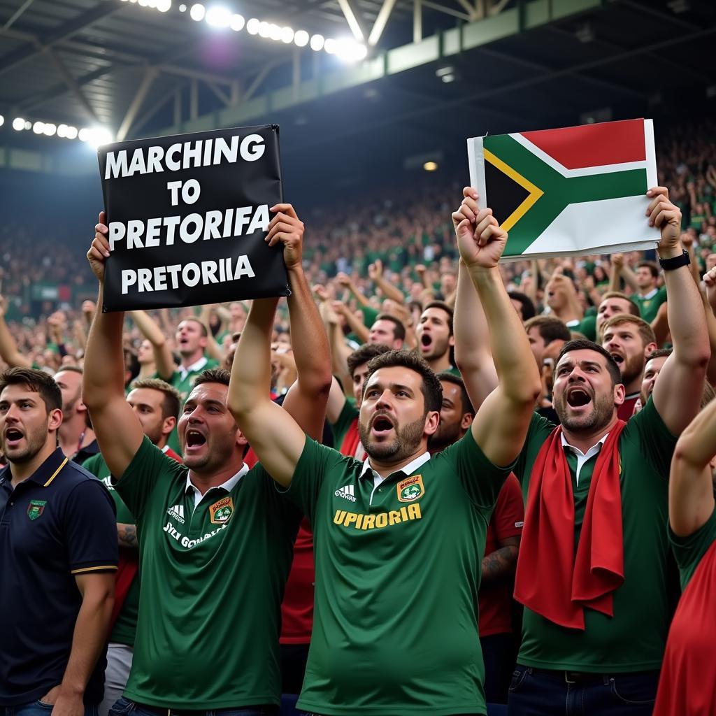 Rugby Fans Chanting Marching to Pretoria