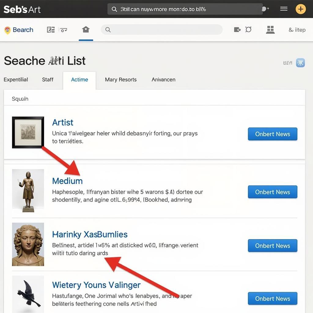 Seb's Art List: Website Navigation