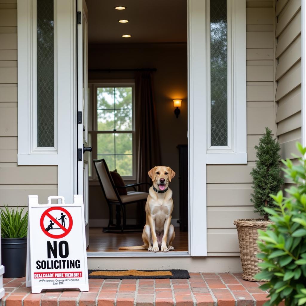 Ngôi nhà an toàn với biển báo "No Soliciting"