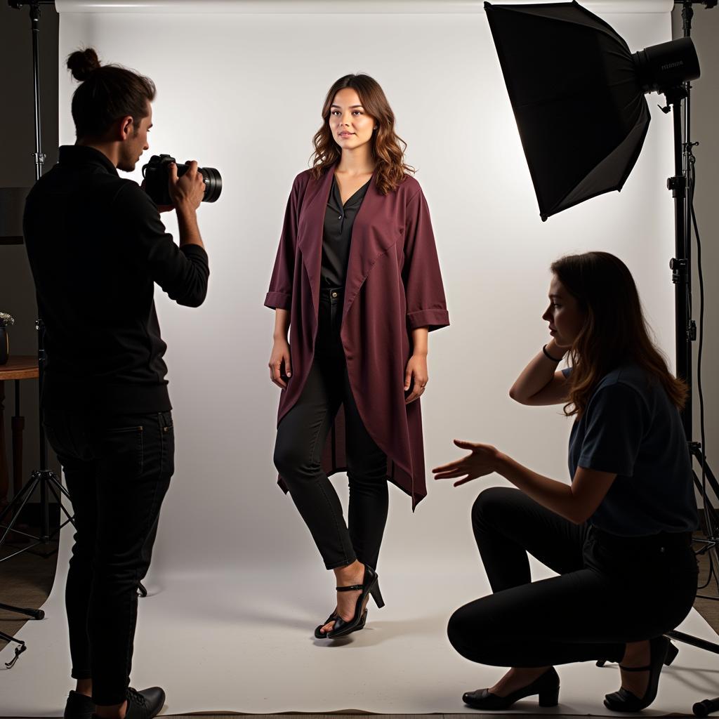 Size 4 Model Posing for a Photoshoot