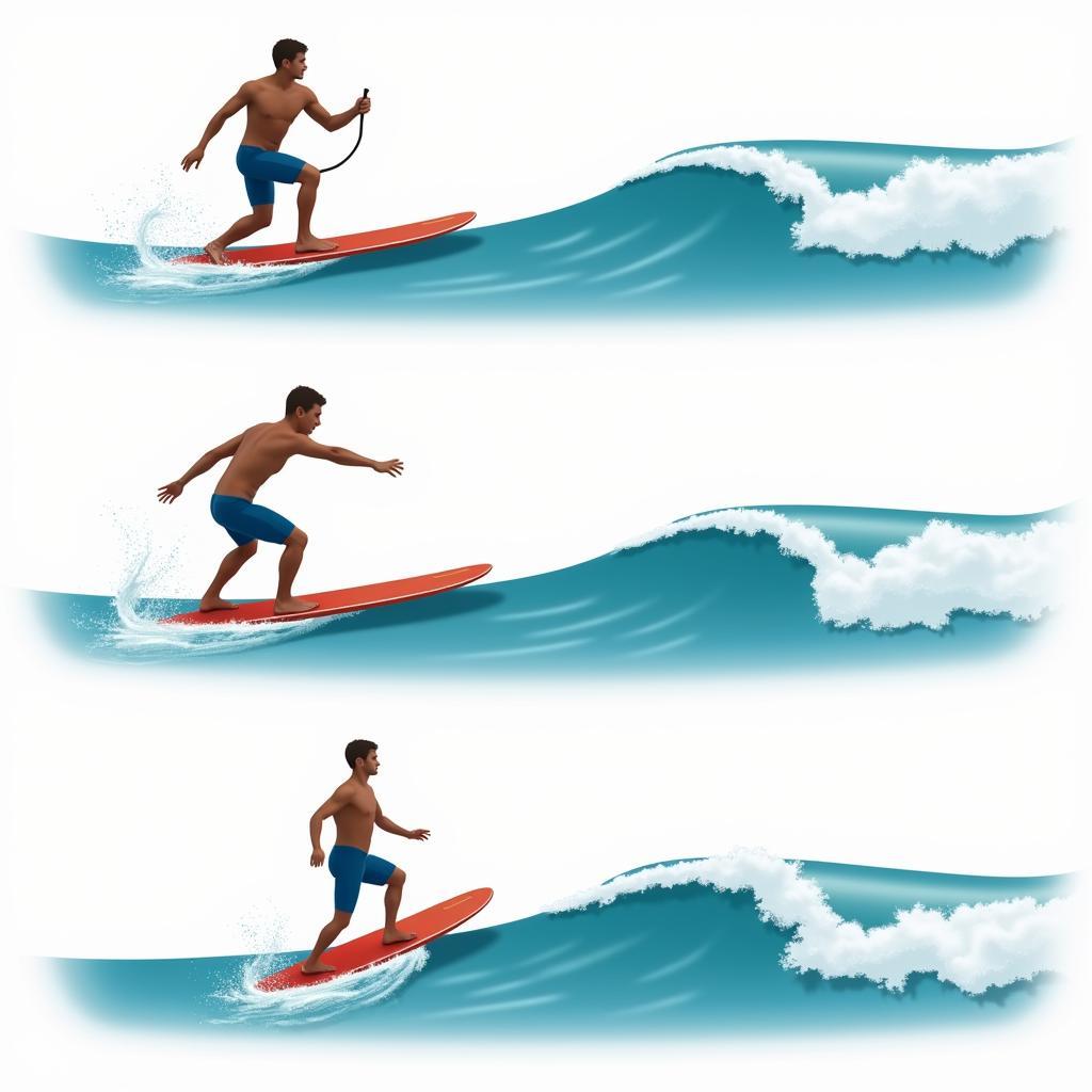 Surfer popping up on a foam surfboard