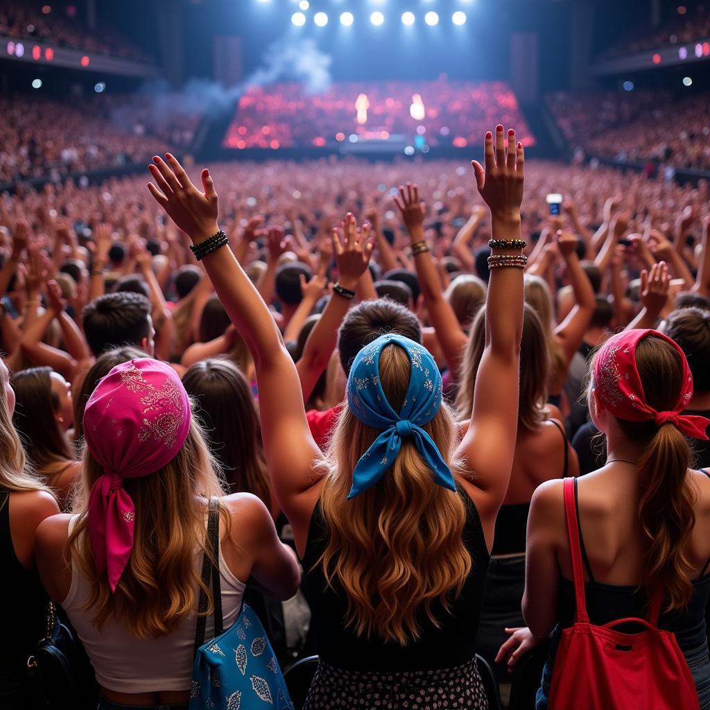 Taylor Swift fans wearing bandanas at a concert