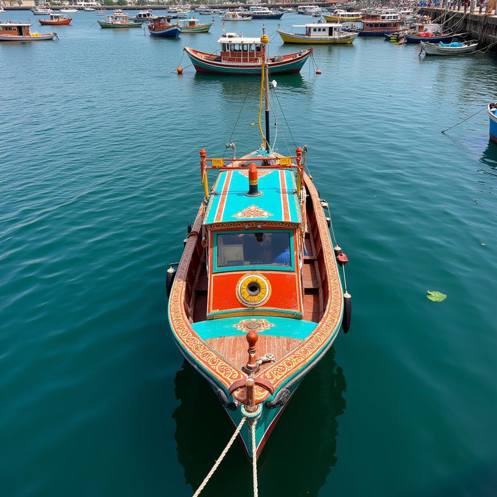 Artistic Fishing Boat: A Bird's-Eye View