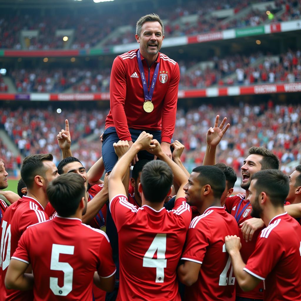 The Team Celebrates their Bronze Medal Win