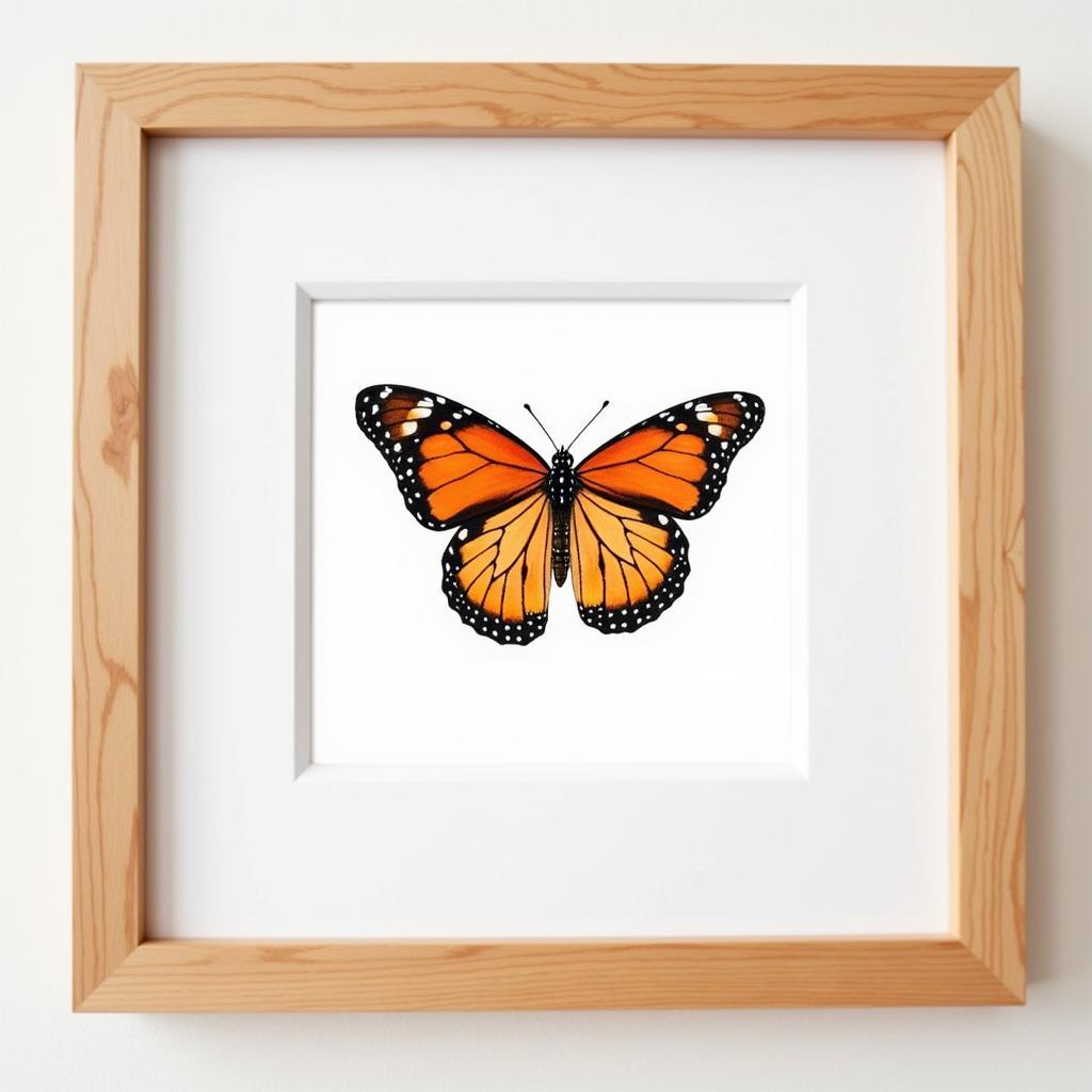 Framed Butterfly Watercolor Print with Wooden Frame