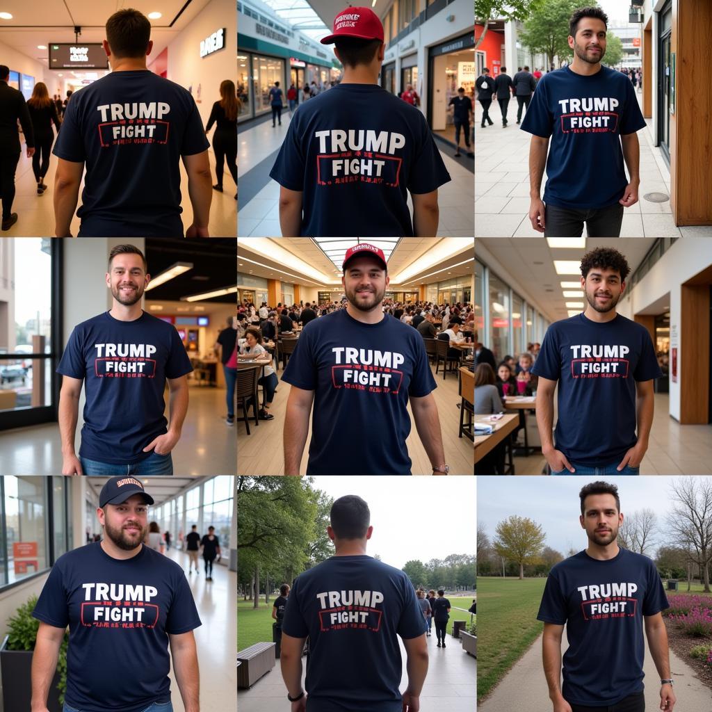 People wearing Trump fight t-shirts in everyday life