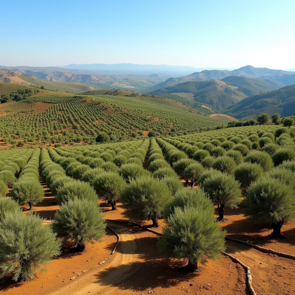 Vườn olive ở Italy, trải dài trên những ngọn đồi thoai thoải, tạo nên một bức tranh thiên nhiên tuyệt đẹp.