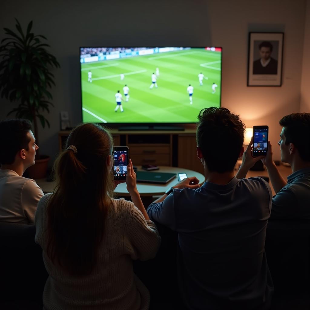 Watching football with friends